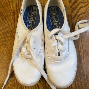 Keds Kids White Lace-Up Smooth Sneakers Champion CVO School Shoes